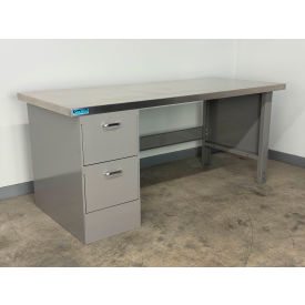 Drawer Pedestal Workbench #2, 1-3/4" Stainless Skin Top, 48"W x 30"D, Gray
