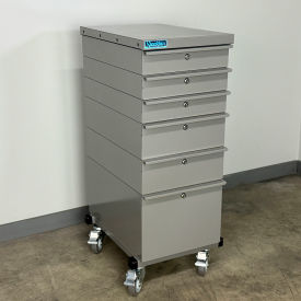 Mobile Drawer Unit #1, Solid Flat Front, 13 Gauge Steel Top, 16"W x 24"D, Gray