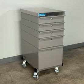 Mobile Drawer Unit #4, Solid Flat Front, 1-3/4" Stainless Skin Top, 16"W x 24"D, Gray
