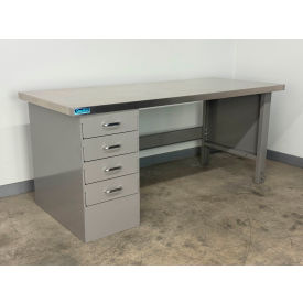 Drawer Pedestal Workbench #1, 1-3/4" Stainless Skin Top, 60"W x 30"D, Gray