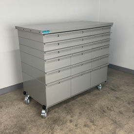 Mobile Drawer Unit #1, Solid Flat Front, 13 Gauge Steel Top, 47"W x 24"D, Gray