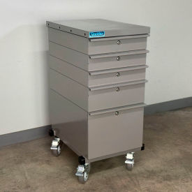 Mobile Drawer Unit #4, Solid Flat Front, 13 Gauge Steel Top, 16"W x 24"D, Gray