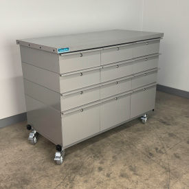 Mobile Drawer Unit #3, Solid Flat Front, 13 Gauge Steel Top, 47"W x 24"D, Gray