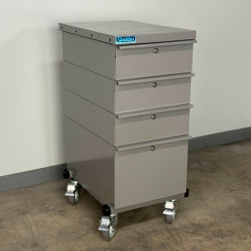 Mobile Drawer Unit #3, Solid Flat Front, 13 Gauge Steel Top, 16"W x 24"D, Gray