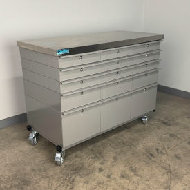 Mobile Drawer Unit #4, Solid Flat Front, 1-3/4" Stainless Skin Top, 47"W x 24"D, Gray