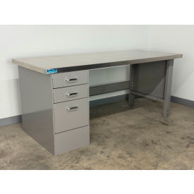 Drawer Pedestal Workbench #3, 1-3/4" Stainless Skin Top, 48"W x 30"D, Gray