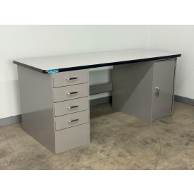 Drawer Cabinet Pedestal Workbench #1, 1-1/4" Plastic Laminate Top, 48"W x 36"D, Gray