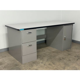 Drawer Cabinet Pedestal Workbench #2, 1-1/4" Plastic Laminate Top, 48"W x 30"D, Gray