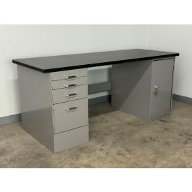 Drawer Cabinet Pedestal Workbench #4, 1" Phenolic Top, 72"W x 30"D, Gray