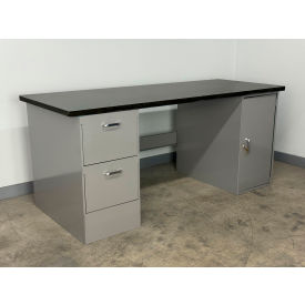 Drawer Cabinet Pedestal Workbench #2, 1" Phenolic Top, 72"W x 36"D, Gray