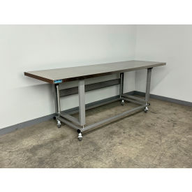 2500 Electric Hydro Lift Mobile Workbench with Stainless Skin Top, 96"W x 30"D, Gray