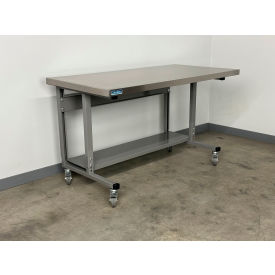 2012 Mobile Workbench with Stainless Skin Square Edge Top, 60"W x 36"D, Gray