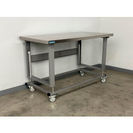 2500 Electric Hydro Lift Mobile Workbench with Stainless Skin Top, 48"W x 36"D, Gray
