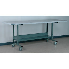2012 Mobile Adjustable Height Workbench with ESD Laminate Square Edge, 96"W x 30"D, Gray