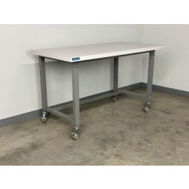 1012 Mobile Adjustable Height Workbench with ESD Laminate Square Edge, 72"W x 30"D, Gray