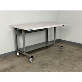 Mobile Adj. Height Workbench with ESD Laminate Square Edge, 72"W x 30"D, Gray