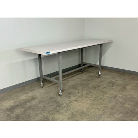1012 Mobile Adjustable Height Workbench with ESD Laminate Square Edge, 96"W x 36"D, Gray