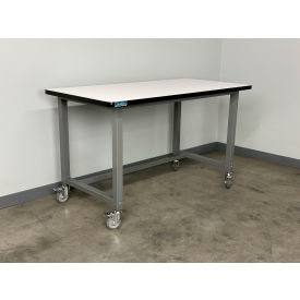 1012 Mobile Workbench, 48 x 30", Adj. Height, Plastic Laminate T-Mold Edge, Gray