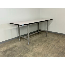 1012 Mobile Workbench, 96 x 30", Adj. Height, Plastic Laminate T-Mold Edge, Gray
