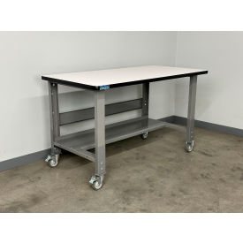 3512 Mobile Workbench, 48 x 36", Adj. Height, Plastic Laminate T-Mold Edge, Gray