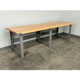 3500 Fixed Height Workbench, 96 x 36", Maple Square Edge, Gray