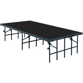 Portable Fixed Height Stage, Polydeck Floor, 96"L x 48"W x 8"H, Black