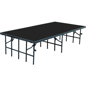 Portable Fixed Height Stage, Polydeck Floor, 96"L x 48"W x 24"H, Black