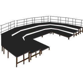 Seated Choral Riser Configuration, 3 Level, Polydeck Floor, 576"L x 144"W x 24"H, Black