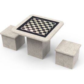 36 Square Backgammon Game Table Pedestal Set with Two Stools, Sandblast