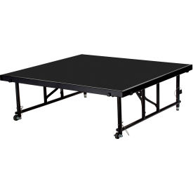 Transfix Adjustable Height Stage, Polydeck Floor, 48"L x 48"W x 16" - 24"H, Black