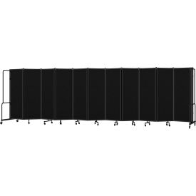 Mobile Room Divider, Polyethylene Terephthalate, 256"W x 6'H, 11 Panels, Black