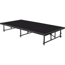 Transfix Adjustable Height Stage, Polydeck Floor, 96"L x 48"W x 16" - 24"H, Black