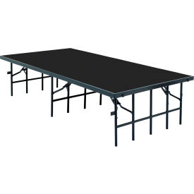 Portable Fixed Height Stage, Polydeck Floor, 96"L x 36"W x 8"H, Black