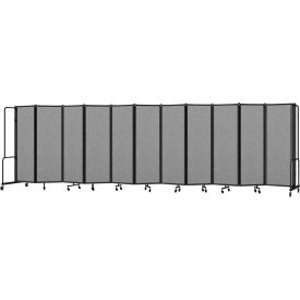 Mobile Room Divider, Polyethylene Terephthalate, 256"W x 6'H, 11 Panels, Black/Gray