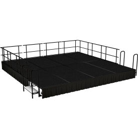 Stage Package, Carpet, Shirred Pleat Skirting, 192"L x 192"W x 16"H, Black