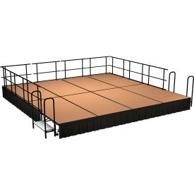 Stage Package, Hardboard, Black Shirred Pleat Skirting, 192"L x 192"W x 16"H, Brown