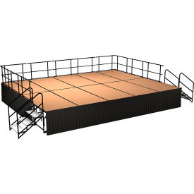 Stage Package, Hardboard, Black Shirred Pleat Skirting, 192"L x 192"W x 24"H, Brown