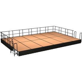 Stage Package, Hardboard, Black Shirred Pleat Skirting, 288"L x 192"W x 16"H, Brown