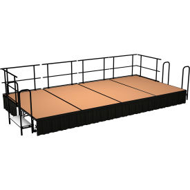 Stage Package, Hardboard, Black Shirred Pleat Skirting, 192"L x 96"W x 16"H, Brown
