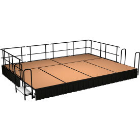 Stage Package, Hardboard, Black Shirred Pleat Skirting, 192"L x 144"W x 16"H, Brown
