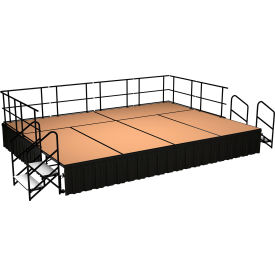 Stage Package, Hardboard, Black Shirred Pleat Skirting, 192"L x 144"W x 24"H, Brown