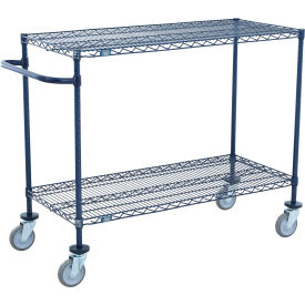 Push Cart, 2 Shelf, 60"W x 24"D x 40"H, Poly Casters, 4 Swivel