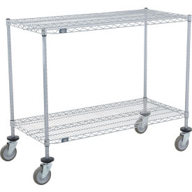 Shelf Cart, 2 Shelf, 48"W x 24"D x 40"H, Poly Casters, 4 Swivel