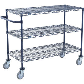 Push Cart, 3 Shelf, 30"W x 24"D x 40"H, Poly Casters, 4 Swivel