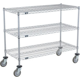 Shelf Cart, 3 Shelf, 60"W x 18"D x 40"H, Poly Casters, 4 Swivel