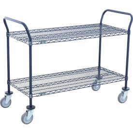 Utility Cart, 2 Shelf, 36"W x 24"D x 39"H, Poly Casters, 4 Swivel