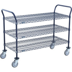 Utility Cart, 3 Shelf, 24"W x 18"D x 39"H, Poly Casters, 4 Swivel