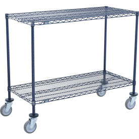 Shelf Cart, 2 Shelf, 30"W x 24"D x 40"H, Poly Casters, 4 Swivel