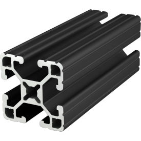 15 Series 1-1/2 x 1-1/2" Aluminum T-Slotted Profile, 4 Open T-Slots, Black