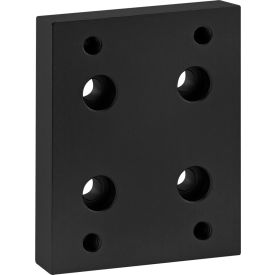 15 Series Flange Mount Caster Base Plate, Square Pattern Holes, Black